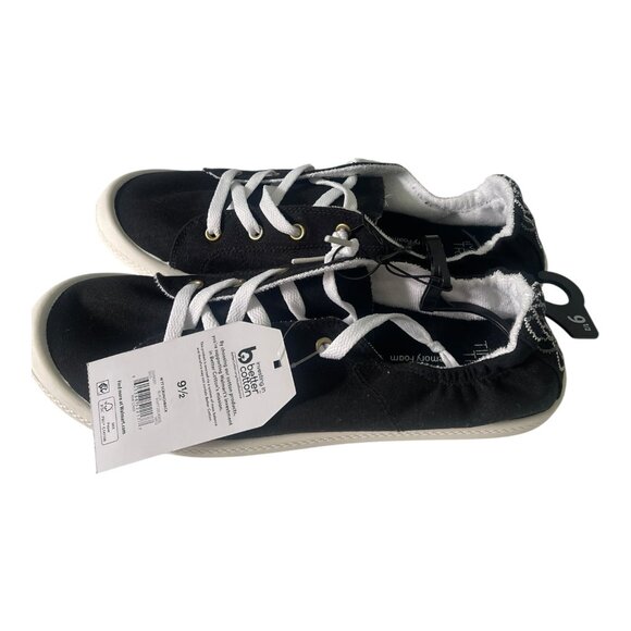 MEDIUM WIDTH BLACK Time and Tru Women's Scrunch Back Slip-On Sneaker SZ Various - Picture 4 of 6